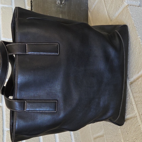 Coach Bleeker Black Leather Contrast Stitch Tote Bag - Picture 6 of 17